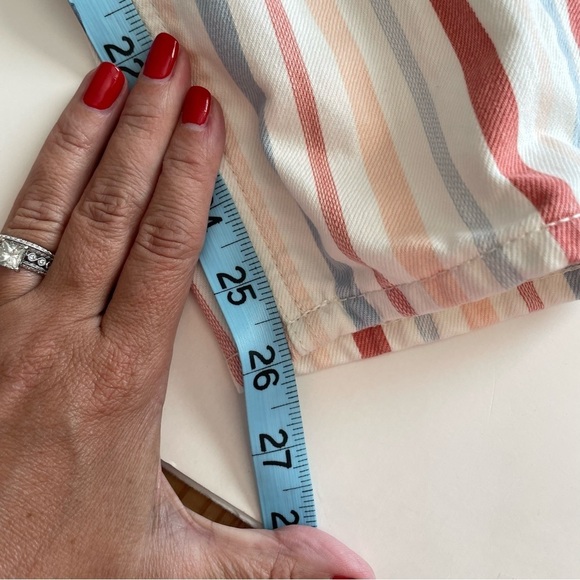 American Eagle High Rise Retro Stripe Mom Jean Pants Size 2 Short - Picture 9 of 11